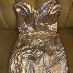 Gold Leather Sweetheart dress. Size 10. Fully lined. One of my favorites!